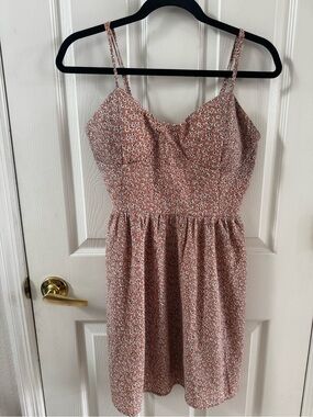 Mind Code Floral Spaghetti Strap Mini Dress in Dusty Rose